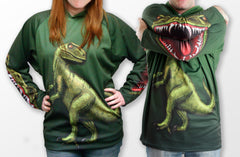 adult size Mouthman Raptor chomp hoodie shirt-green