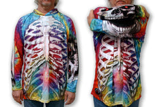 multicolored Mouthman tie dye skeleton with mouth on sleeves detail 