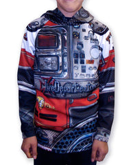 front few kids Mouthman Fire Truck hoodie shirt
