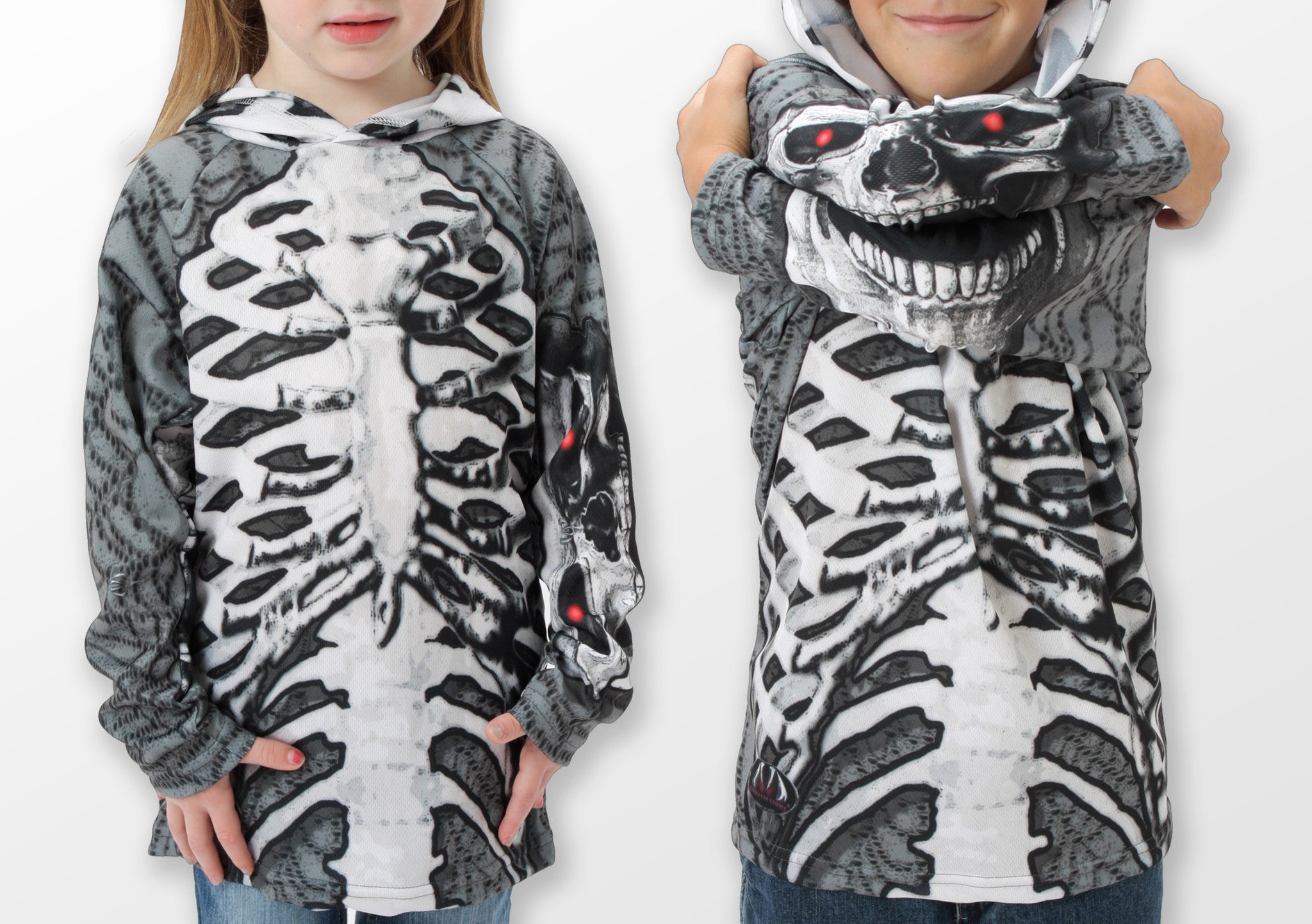 Skeleton Hoodie Shirt for Kids and Adults by Mouthman Youth 14 / Grey