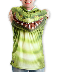 Alligator hoodie arms with mouth -green