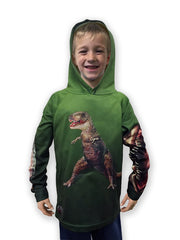 T-REX DINO in GREEN Hoodie Sport Shirt by MOUTHMAN®
