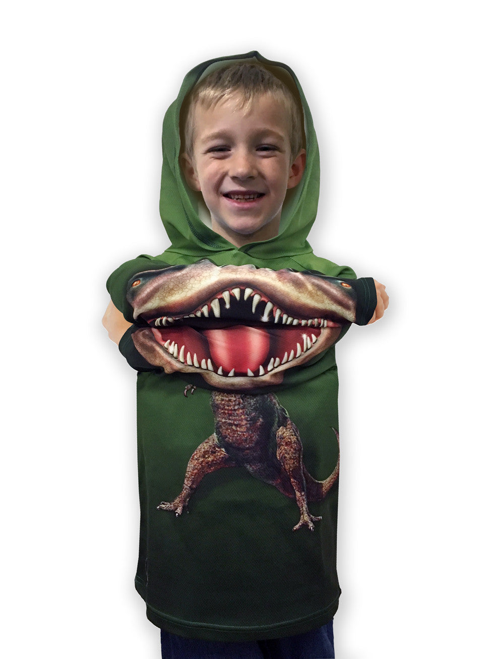 T-REX DINO in GREEN Hoodie Sport Shirt by MOUTHMAN®